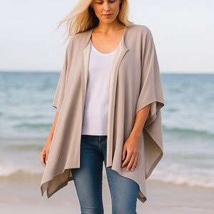 H by Halston Cape Kimono Poncho Cardigan two tone gray Size L/XL